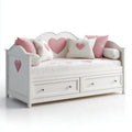 Lit enfant banquette avec 2 tiroirs de rangement blanc et rose 90 x 190 cm en panneaux MDF rectangulaire