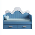 Lit enfant avec 2 tiroirs bleu 90 x 190 cm en MDF forme vague