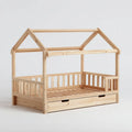 Lit cabane enfant avec tiroir en pin massif naturel 90 x 190 cm rectangulaire