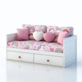 Lit enfant avec 2 tiroirs blanc et rose 90 x 190 cm en panneaux MDF rectangulaire