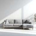 Canapé d'angle droit 4 places gris 250 x 160 x 85 cm en polyester avec pieds en bois massif