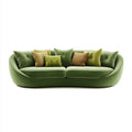 Canapé 3 places vert olive en velours de polyester forme arrondie 230 x 105 x 78 cm
