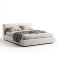 Lit double rembourré beige 160 x 200 cm en polyester forme rectangulaire