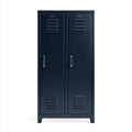 Armoire de rangement vestiaire 2 portes bleu marine en acier rectangulaire 80 x 40 x 180 cm
