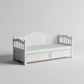 Lit banquette enfant blanc 90 x 190 cm en pin massif et MDF rectangulaire avec 2 tiroirs