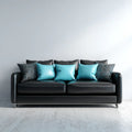 Canapé 3 places noir 220 x 95 x 85 cm en cuir synthétique PU forme droite
