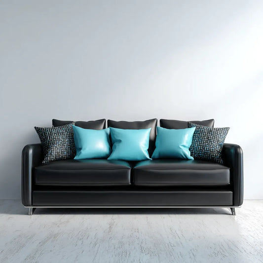 Canapé 3 places noir 220 x 95 x 85 cm en cuir synthétique PU forme droite