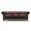 Canapé Chesterfield 3 places marron foncé en cuir synthétique PU 230 x 95 x 75 cm