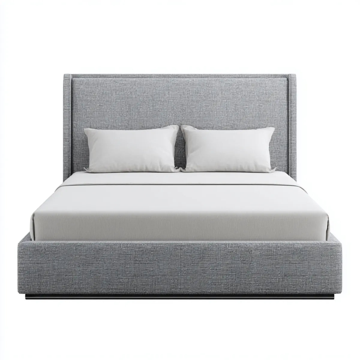 Lit double capitonné gris 160 x 200 cm polyester rectangulaire