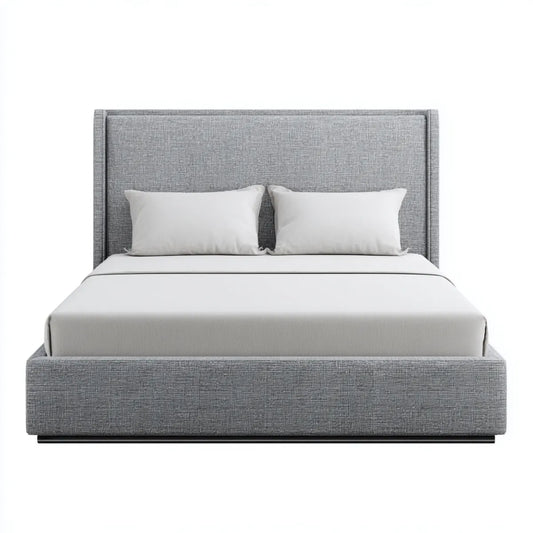 Lit double capitonné gris 160 x 200 cm polyester rectangulaire