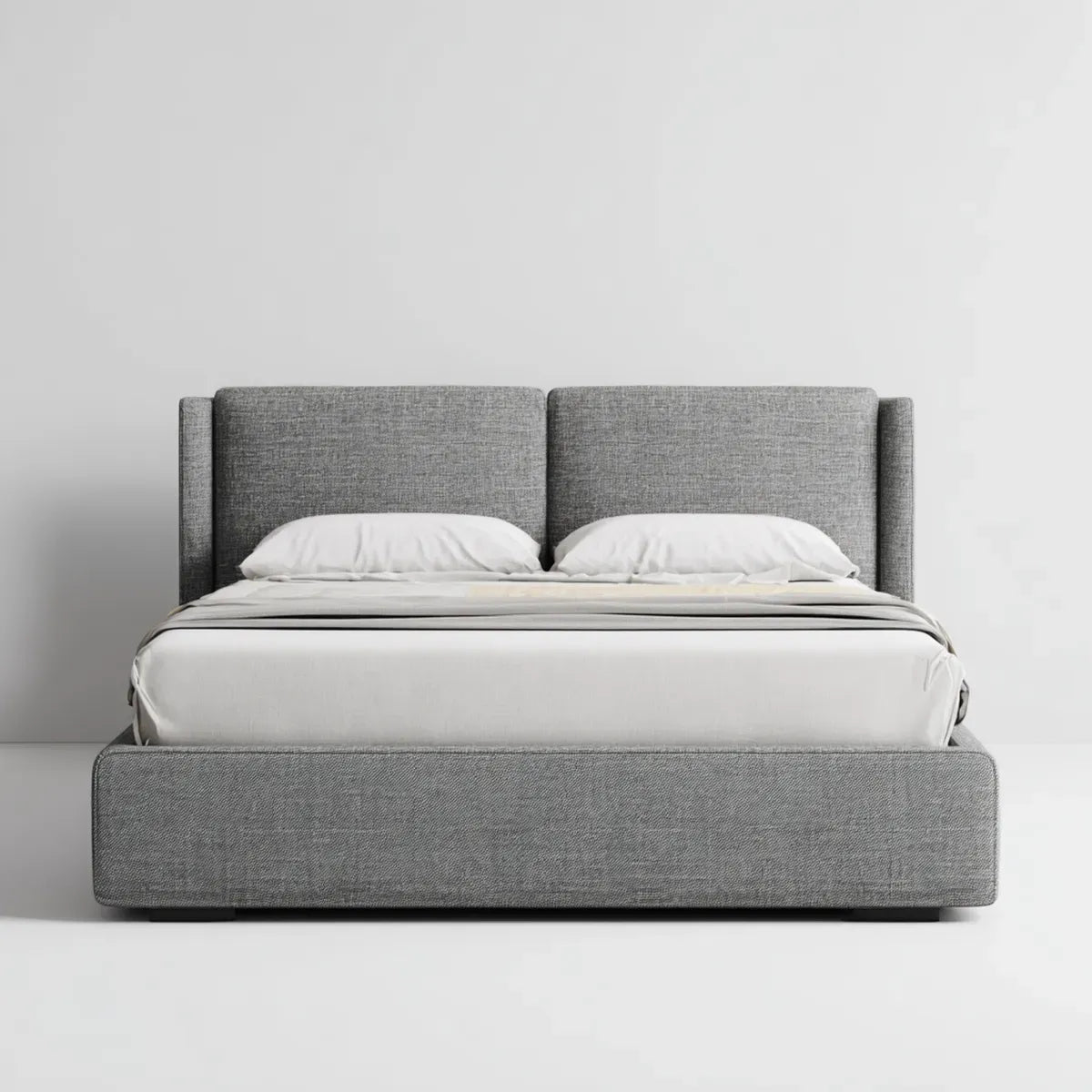 Lit double capitonné gris 160 x 200 cm en polyester forme rectangulaire