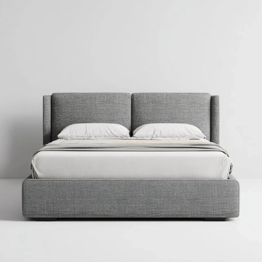Lit double capitonné gris 160 x 200 cm en polyester forme rectangulaire
