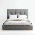 Lit double 160 x 200 cm gris en polyester avec tête de lit capitonnée rectangulaire