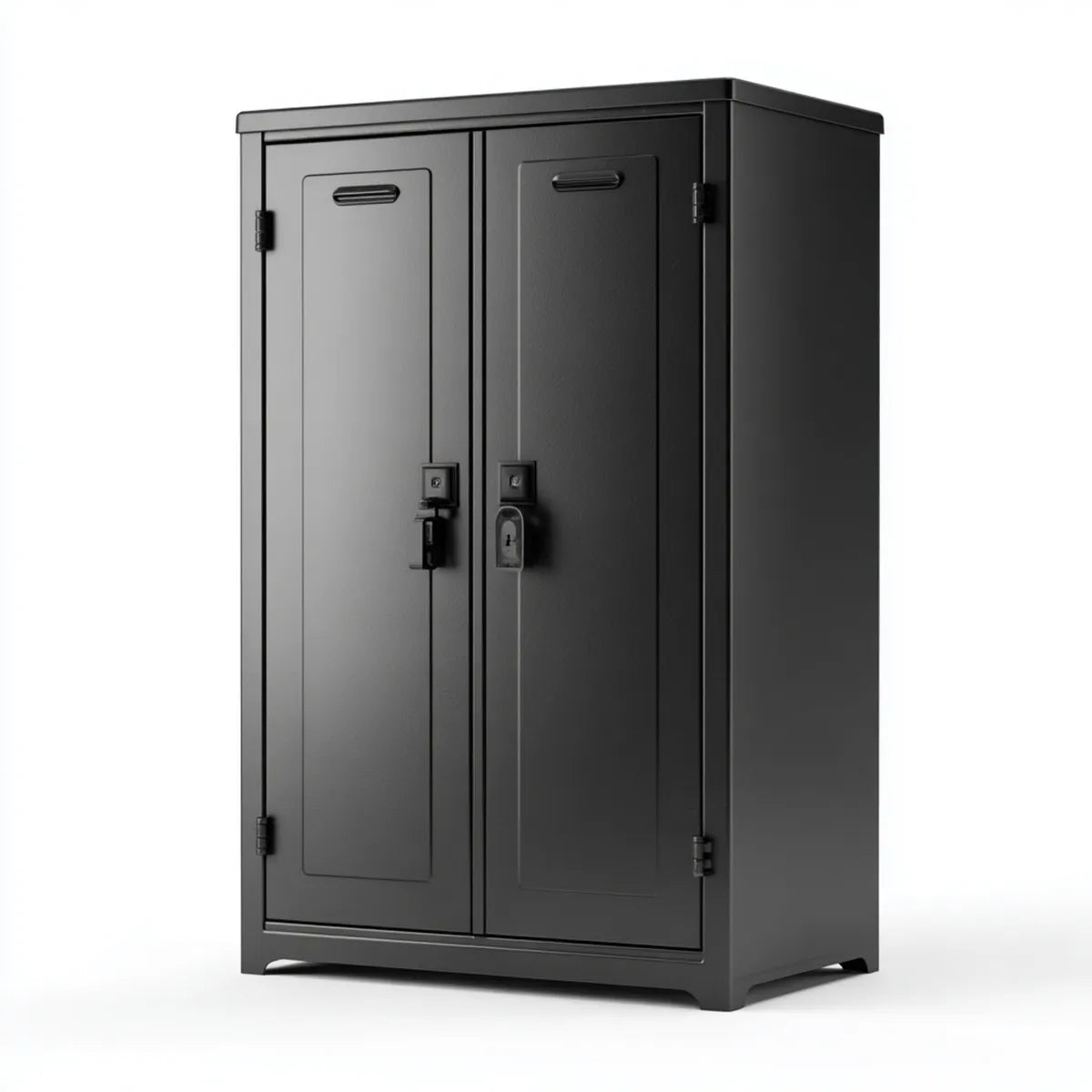 Armoire de rangement 2 portes noir en acier avec serrure 80 x 40 x 120 cm rectangulaire