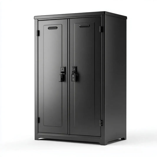 Armoire de rangement 2 portes noir en acier avec serrure 80 x 40 x 120 cm rectangulaire