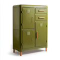 Armoire de rangement rectangulaire verte en acier 90 x 45 x 160 cm avec 3 portes et 2 tiroirs